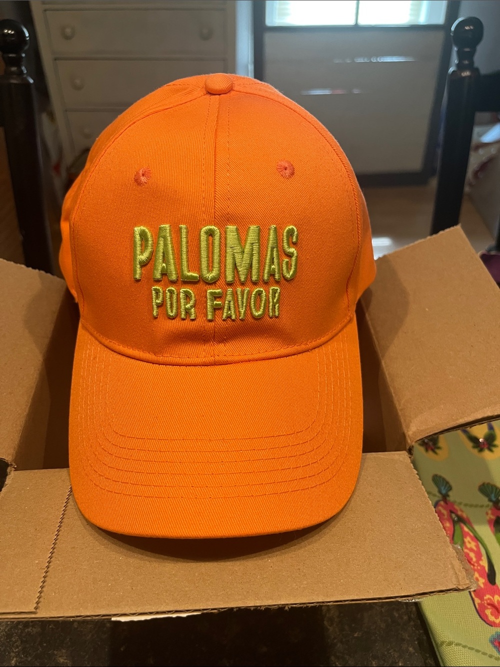 Orange 'Palomas Por Favor' Embroidered Cap